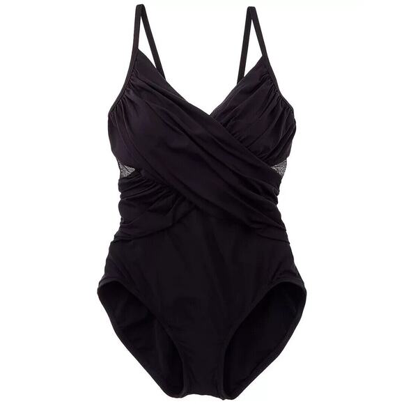 COCO CONTOURS STERLING V-NECK BRA SIZED UNDERWIRE ONE PIECE SWIMSUIT 12 36/CD - Picture 4 of 4